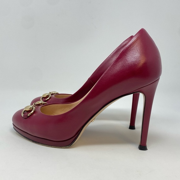 Authentic Gucci Gisele Leather Horse Bit Pumps Hollywood Nib Heels 36.5 - Picture 2 of 13